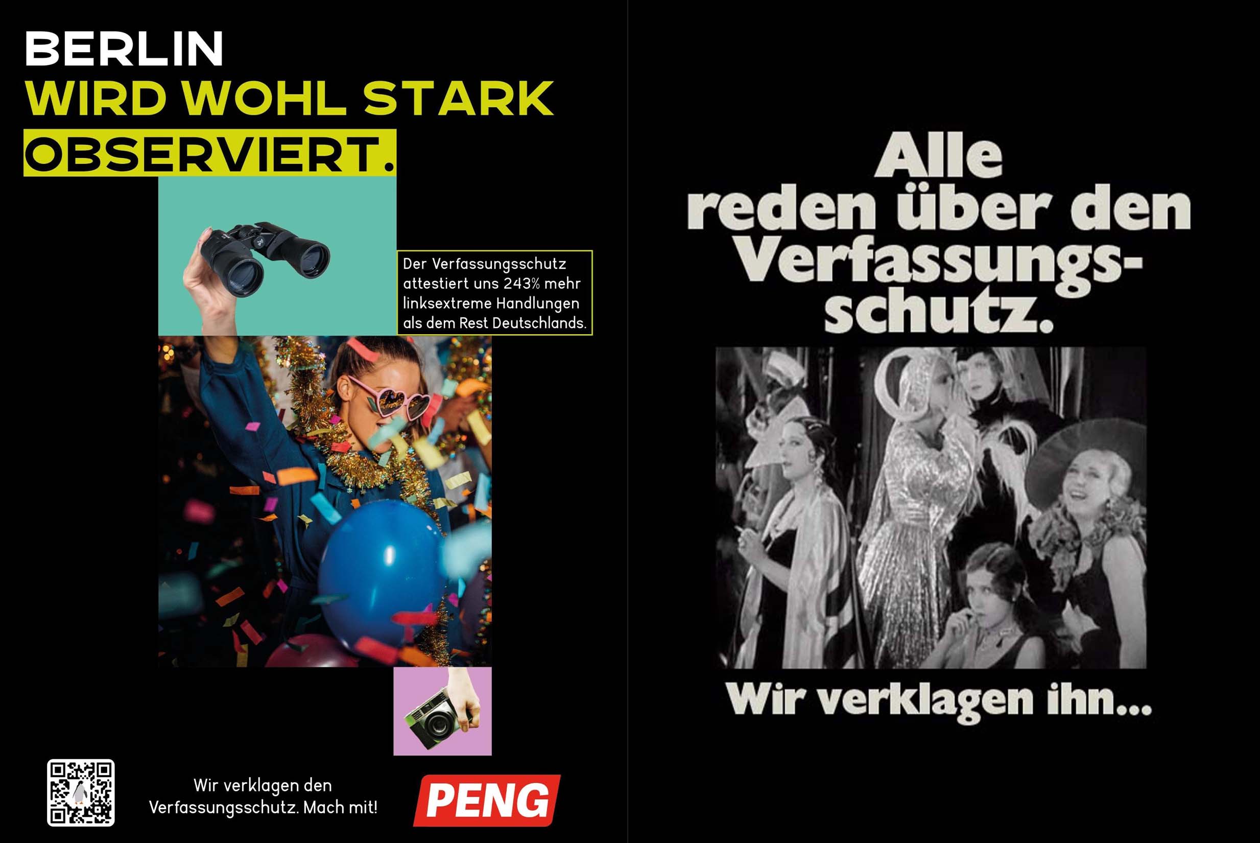 two posters for campaigns of the peng collective